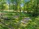 Picturesque yard featuring a garden, chicken coop, and lush trees at 2509 Nc 57, Hillsborough, NC 27278