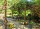 Charming outdoor living space with stone patio, wrought iron seating, and lush greenery at 2509 Nc 57, Hillsborough, NC 27278