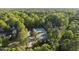 Aerial view of the community pool and tennis courts surrounded by lush green trees at 2808 Polesdon Ct, Raleigh, NC 27615