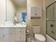 Bathroom showcasing a vanity with sink, toilet, and shower at 2813 Market Bridge Ln # 204, Raleigh, NC 27608