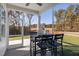 Enjoy outdoor dining on this screened porch overlooking a picturesque wooded landscape at 716 Ben Ledi Ct, Raleigh, NC 27603