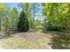 Large backyard with mature trees, offering shade and privacy, perfect for outdoor activities and relaxation at 1514 Goodwin Rd, Durham, NC 27712
