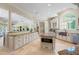 Open kitchen design with dual islands, seating and stainless steel appliances at 16 Portofino Pl, Durham, NC 27707