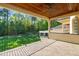 Spacious covered patio overlooking the lush backyard, perfect for entertaining guests at 16 Portofino Pl, Durham, NC 27707