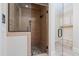 Contemporary shower with glass enclosure and built in bench at 16 Portofino Pl, Durham, NC 27707