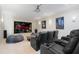 Home theater with comfortable seating, projector, and large screen perfect for enjoying movies at 16 Portofino Pl, Durham, NC 27707