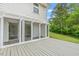 Enclosed sunroom with sliding glass doors leading to a deck and the lush backyard at 1751 Riverside Dr, Hillsborough, NC 27278