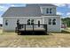 New construction home featuring a wood deck, light gray siding, and views of the backyard at 186 Gumtop Dr, Zebulon, NC 27597