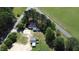 An aerial view shows the house and guest house in relation to the highway at 2122 Pleasant Hill Rd, Rocky Mount, NC 27801