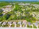 A picturesque aerial view showcases a suburban neighborhood with tree-lined streets and well-kept homes at 215 Terrell Dr, Rolesville, NC 27571