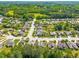 An aerial view shows a residential neighborhood with well-manicured lawns and tree-lined streets at 215 Terrell Dr, Rolesville, NC 27571