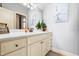 Clean bathroom featuring a white countertop vanity and a neutral color palette at 215 Terrell Dr, Rolesville, NC 27571