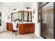 Bathroom showcases double vanities, large mirrors, and a modern glass-enclosed shower at 215 Terrell Dr, Rolesville, NC 27571