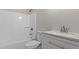 Clean bathroom features a modern vanity and shower-tub combination at 2806 Shaftsbury St, Durham, NC 27704