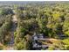 Panoramic aerial showcases the property’s location near the road, community, and surrounding lush greenery at 3316 Milton Rd, Raleigh, NC 27609