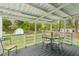 Inviting covered back porch with outdoor seating, perfect for relaxing and enjoying the view at 423 Orange Heights Rd, Hillsborough, NC 27278