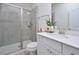 Bathroom with shower, modern fixtures, and granite countertop vanity at 490 Mallard Loop Dr Dr, Clayton, NC 27527