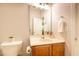 Bathroom featuring modern vanity, mirror, and decor at 6 Dawson Ct Ct, Durham, NC 27703
