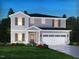 Charming two-story home with gray siding, stone accents, well-manicured lawn, and a two-car garage at 708 Deschutes Dr, Garner, NC 27529