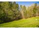 Spacious backyard featuring lush green lawn and surrounded by mature trees offering privacy at 7371 Leasburg Rd, Roxboro, NC 27574