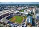 Spectacular aerial view of Downtown Durham and Durham Bulls Athletic Park at 10 Twinleaf Pl, Durham, NC 27705