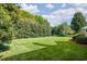 Beautiful, level backyard with manicured lawn and mature hedges, offering privacy and space for recreation at 10 Twinleaf Pl, Durham, NC 27705
