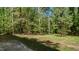 Large, green backyard with mature trees and a partially visible patio at 110 Omega Rd, Henderson, NC 27536