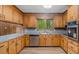 Well-maintained kitchen with wood cabinets, granite countertops, and stainless steel appliances at 110 Omega Rd, Henderson, NC 27536