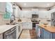 Well-appointed kitchen with white cabinets, stainless steel appliances, and a functional island for meal preparation at 130 Stromness Path, Clayton, NC 27527