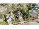 Aerial view of the neighborhood, highlighting the house and surrounding mature trees at 1320 Heritage Hills Way, Wake Forest, NC 27587