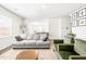 Open-concept living room features a casual seating area and view into kitchen at 1427 Carisbrooke Dr, Mebane, NC 27302