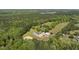 Expansive aerial view of the property with lush greenery, showcasing the house and outbuildings at 220 Jordan Narron Rd, Selma, NC 27576
