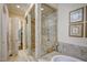 Spacious bathroom featuring a walk-in shower with multiple shower heads at 2307 Carriage Oaks Dr, Raleigh, NC 27614