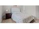 Comfortable bedroom featuring a queen bed with a padded headboard and neutral decor at 2912 Historic Cir, Morrisville, NC 27560