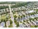 Aerial view showcasing a neighborhood's playground, swimming pool, and recreational areas surrounded by homes and trees at 2912 Historic Cir, Morrisville, NC 27560