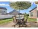 Backyard patio with outdoor dining set, umbrella and a view of the fenced yard at 4020 Kinsley Trce, Burlington, NC 27215