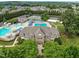 Aerial view of the community pool, tennis courts, and well-maintained landscaping at 4020 Kinsley Trce, Burlington, NC 27215