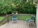 Back deck view with two chairs for relaxing and enjoying the view at 4172 Copeland Ter, Graham, NC 27253