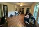 Bright living room showcasing hardwood floors and a classic ceiling fan at 529 Sunset Dr, Fuquay Varina, NC 27526
