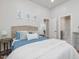 Bedroom showcasing a light wicker headboard, three leaf art pieces and light neutral walls at 6824 Wood Forest Dr, Cary, NC 27519
