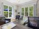 Bright office boasts lots of natural light, an oversized desk, and comfortable seating at 6824 Wood Forest Dr, Cary, NC 27519