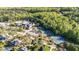Aerial view showcases the community pool, tennis courts, and clubhouse nestled among lush greenery at 7633 Summer Pines Way, Wake Forest, NC 27587