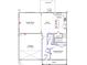 First floor blueprint featuring an open floor plan with a living room, eat-in kitchen, guest bedroom, and garage at 90 Cordoba Dr, Franklinton, NC 27525