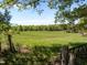 Open field of property seen through a wooden fence and trees at 9400 Wheelers Church E Rd, Hurdle Mills, NC 27541