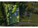 Expansive property showcasing the home's location within a tree-lined neighborhood, outlined with approximate property lines at 1023 Laura Johnson Rd, Pittsboro, NC 27312