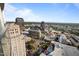 Stunning aerial view of downtown city with tall buildings and blue skies at 110 N Corcoran St # 2101, Durham, NC 27701