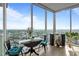 Bright dining area featuring floor-to-ceiling windows and seating for two at 110 N Corcoran St # 2101, Durham, NC 27701