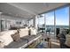 Bright and airy living area with panoramic city views, a combined kitchen and dining area at 110 N Corcoran St # 2101, Durham, NC 27701