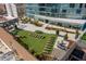 The rooftop features comfortable outdoor seating and landscaping at 110 N Corcoran St # 2101, Durham, NC 27701
