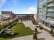 The rooftop features colorful seating and beautiful landscaping at 110 N Corcoran St # 2101, Durham, NC 27701